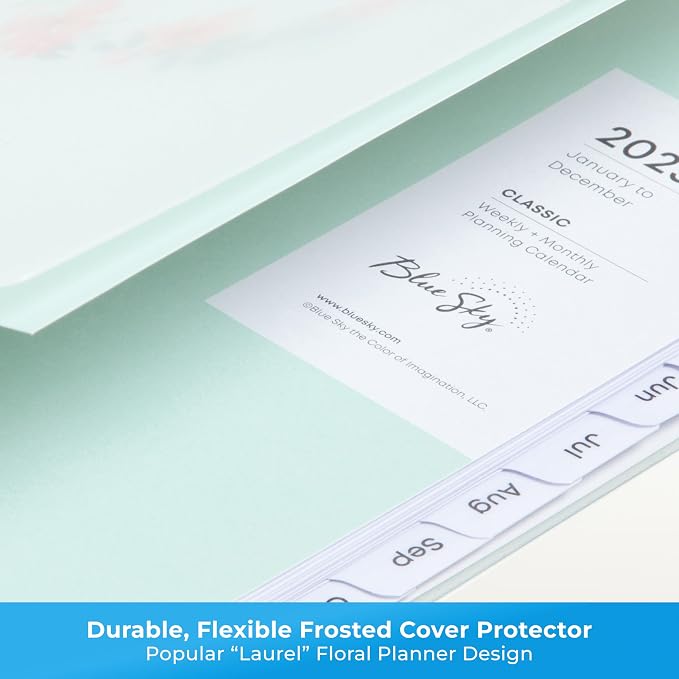 Blue Sky 2026 Weekly and Monthly Planner Calendar, January 2026 - December 2026, 5" x 8", Flexible Frosted Cover, Laminated Tabs, Durable Twin Wire Binding, Laurel