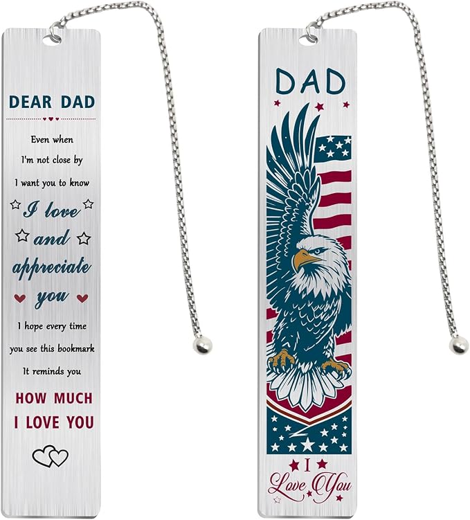 Jzxwan Fathers Day Dad Gifts, Daddy Father's Day Bookmark from Daughter Son, I Love You Dad Gifts for Men, Thank You Daddy Book Mark