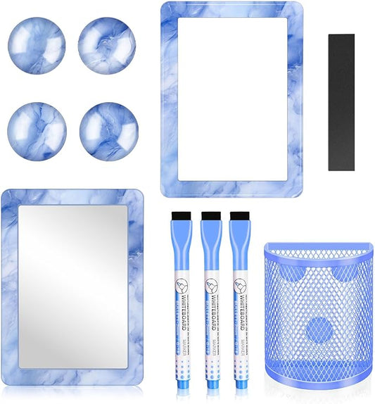 Blue Magnetic Locker Marble Theme Accessories Kit Include Back to School Essentials for Back to School Decorations Office Supplies