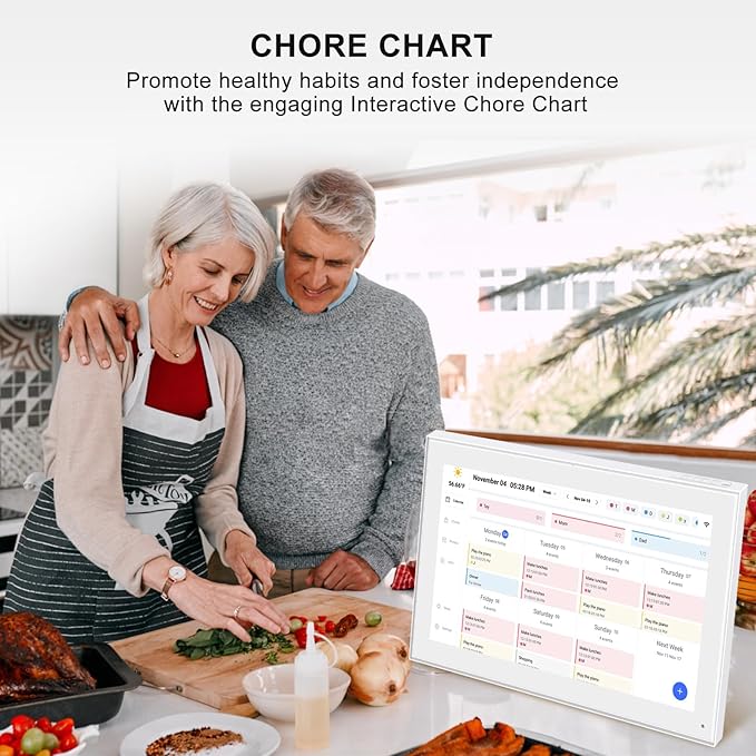 15.6 Inch Digital Calendar, Smart Digital Planner & Chore Chart with IPS FHD 1920x1080 Touchscreen Display for Family Organizer - Built-in DigitaI Picture Frames Function, Gift for Mom/Women