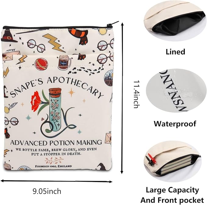H Inspired Book Sleeve Gifts Book Lovers Gifts Book Covers for Paperbacks Movie Merch Bookish Gift (HP Apothecary bs)