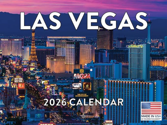 Las Vegas Calendar 2026 Wall 12 Month Monthly NV Scenic Souvenirs Themed Gifts | American Made In The USA
