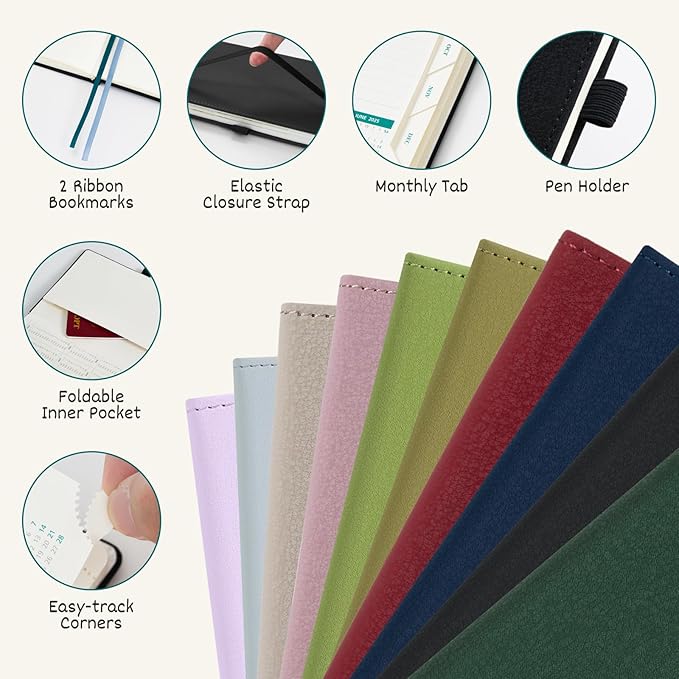 BEZEND Weekly Planner 2026-2027 (6" x 8.5") 2-Column Dual Schedule for Work/School/Home or 2 Person (Jul 26-Dec 27) 18 Months Academic Calendar with Tabs, PU Leather Hardcover -Evergreen