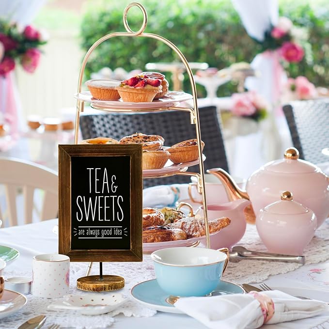 MyGift Chalkboard Signs,12×7 Inch Mini Chalkboard Signs for Tables,Small Kitchen Countertop Memo Board,Office Products Framed Tabletop Chalkboard Sign with Stand,Wedding Table Sign,Set of 2