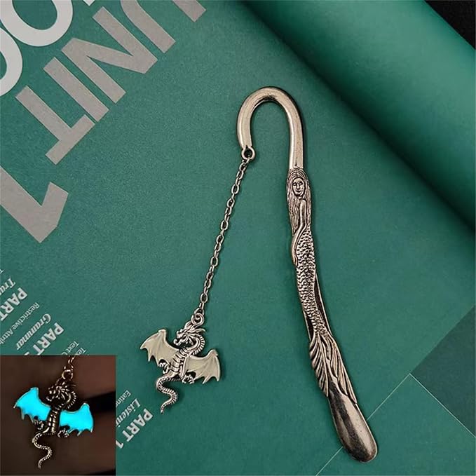 Luminous Bookmark, Retro Glow in The Dark Reading Bookmarks for Women Men Lovers,Book Markers with Pendant Holiday Gifts