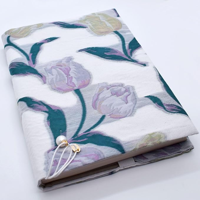 BLBMH 6x9 Bible Book Cover for Women, Non-Stretch Fabric Protector for Paperback, Handmade Soft Cloth Sleeve with Bookmark for Journals Notebooks | Privacy Reading Gift - Tulip