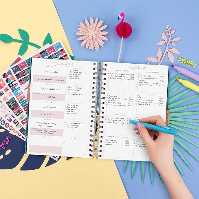 PLANBERRY Weekly Planner Premium – Undated Life Organizer & Budget Planner – Time Management, Goal Setting, To-Do List, Work-Life Balance & Habit Tracker – 6.9″ x 8.5″ (Ocean Depths)