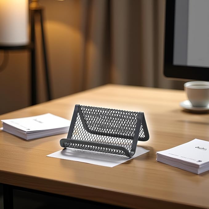 Black Business Card Holder, Metal Mesh Business Card Holder, Credit Name Card Case, Office Card Collection Organizers Storage Stand Card Filing Products Desk Accessories and Workspace Organizers