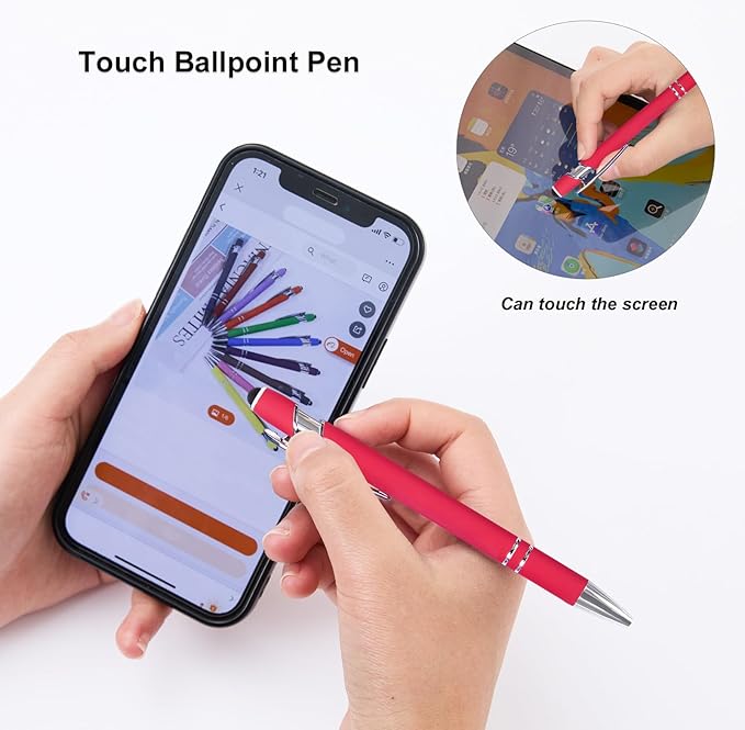 Actsun Gel Ink Pens, 12 Pcs, Fine Point, Smooth Writing, Screens & Touch Compatible, Black, Red & Blue, 0.7 mm, Gift & Office Accessory