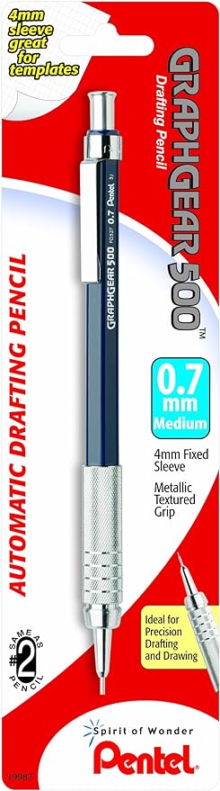 Pentel Graph Gear 500 Automatic Drafting Pencil, 0.7mm, Blue Barrel, 1 Pack (PG527BP)