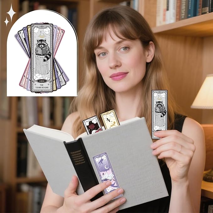 Tarot Bookmarks Gifts for Book Lovers - Cosmisun 100 Pcs Dark Romance Bookmarks Fantasy Skull Dragon Double-Sided Book Mark Page Markers Clip for Women Men Students Teachers Bookish Reading