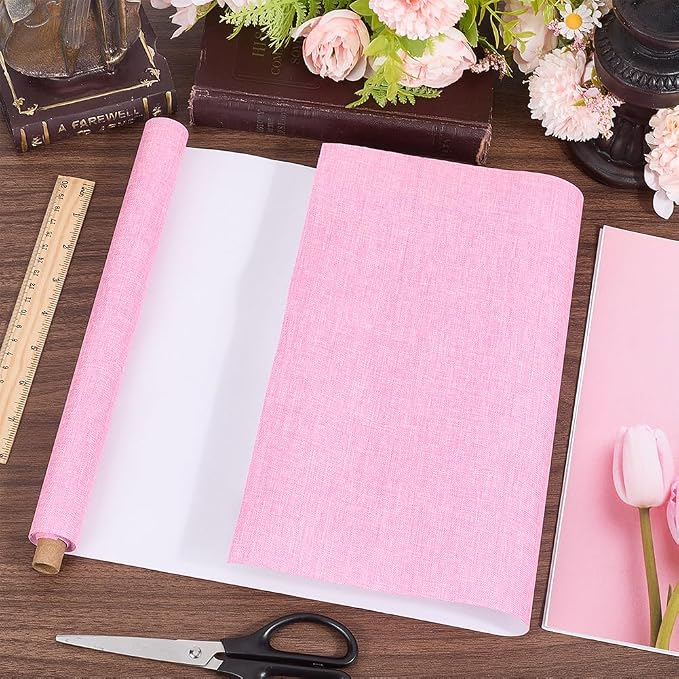 CRASPIRE 51 x 11.8 Linen Book Cloth Pearl Pink for Book Binding A4-A8 Fabric Surface Paper Backed Bookcover Album Scrapbooking Archival DIY Covering Protector Bookcloth Bookbinding Supplies