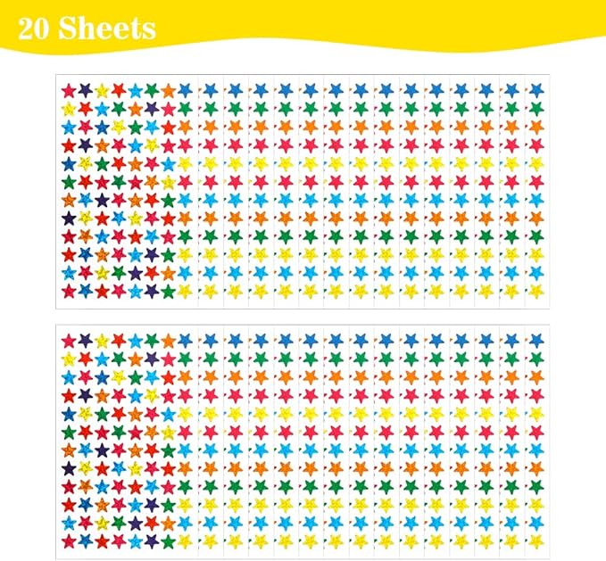 1440 PCS Rainbow Star Stickers, Holographic Foil Stickers for Kids Reward, 15 Sheets 8 Colors Small Sticker School Planner, Behavior Chart, Classroom Teacher Supplies, DIY