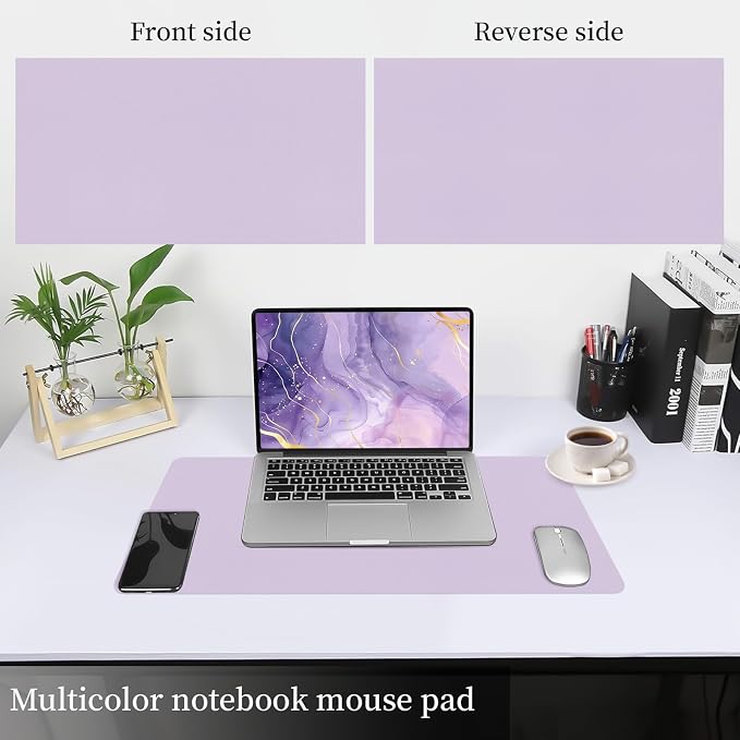 Bloss Purple Desk Mat, Double-Sided Leather Desk Pad, Desk Matt for Desktop, Waterproof Desk Pad Mat, Computer Mat for Office Work/Home/Decor/Desk Protector/Cover(23.6"x 13.8")