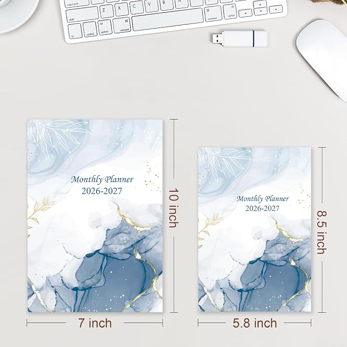 2026-2027 Monthly Planner - 18 Months Calendar from July 2026 - December 2027, Monthly Planner 2026-2027 Easy to Organize Your Daily Life, 5.8" x 8.3", Blue Watercolor