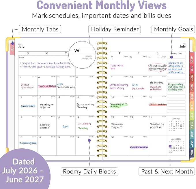 Forvencer Academic Planner 2026-2027, July 2026-June 2027 Weekly & Monthly Hardcover Calendar Planner, 6" X 8", Daily Agenda Book, School Office Notebook College Teacher Organizer A5, Marble Style