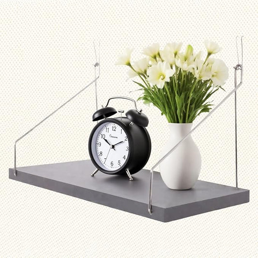 1-Pack Cubicle Shelf For Fabric Walls With Hooks：12x6.0in Gray Wooden Cubicle Shelf Hanging Silver Bracket Use For Office Cubicle Accessories For Office Stylish Cubicle Decorations For Women Desk