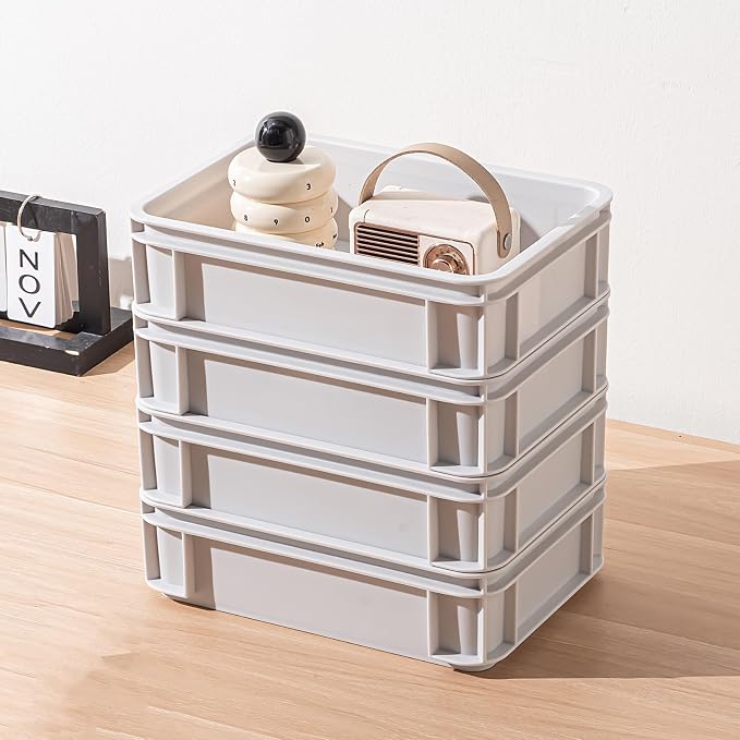 Office Desk Organizer Set of Small Stackable Trays for Ultimate Stationery Order! Streamline Your Workspace by Organizing Pens, Sticky Notes, Paper Clips10.63''*7.4''*2.95''(Grey, 4Medium)