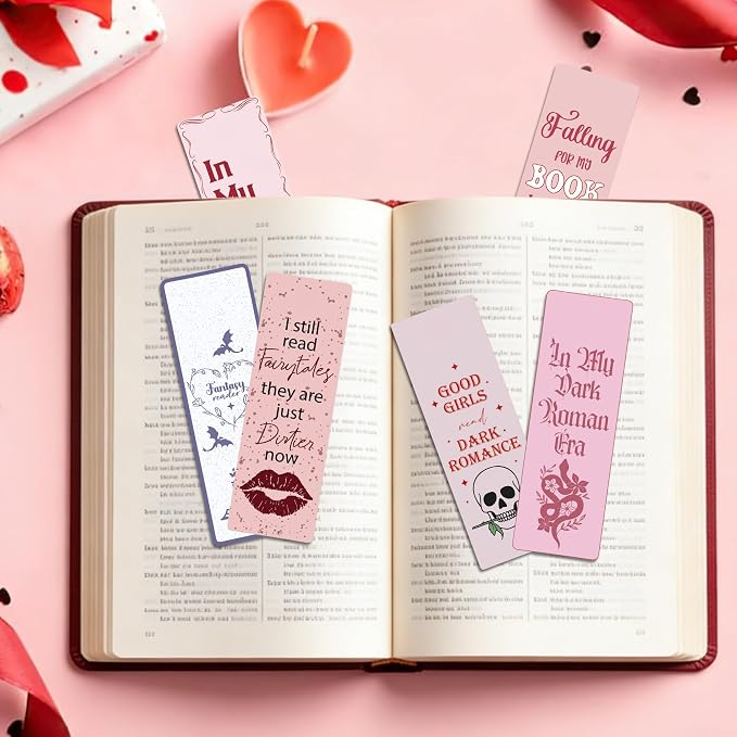 120 Pcs Dark Romance Bookmarks, Funny Word Paper Bookmarks Bulk for Women, Girly Dark Romance Merch Bookmark for Book Lovers Bookish Office Worker Gift