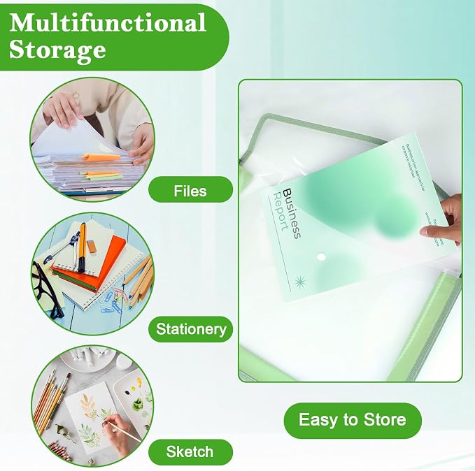 11 x 17 Inch Expandable Tabloid Size Document Folder with Label A3 Plastic Folders for Documents Expanding File Wallet Envelope Size (3, Green)