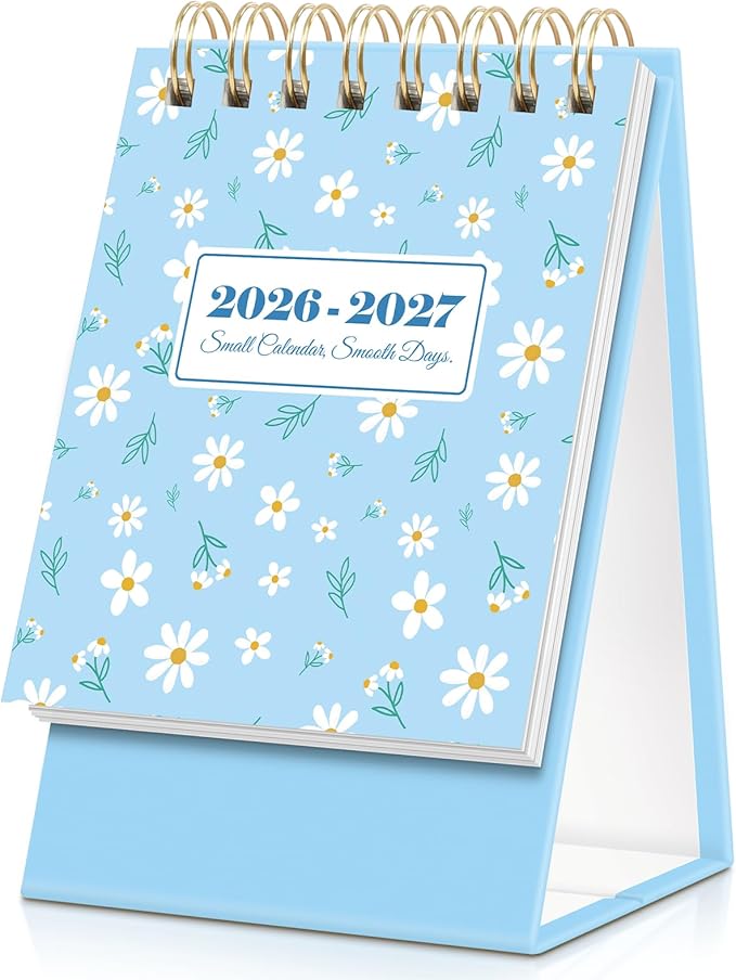 KONVINIT Small Desk Calendar 2026-2027, Blue 2026 Desk Calendar - Runs From July 2026 Until December 2027, 18 Months Mini Desktop Calendar 2026 for School, Home & Office Supplies