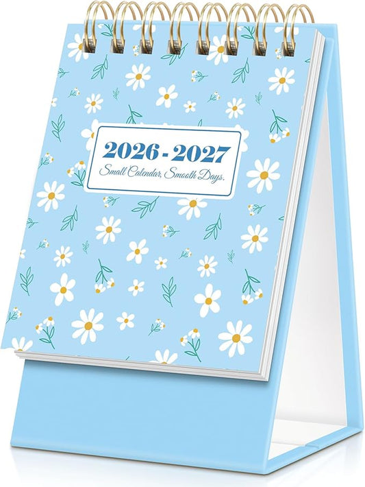 KONVINIT Small Desk Calendar 2026-2027, Blue 2026 Desk Calendar - Runs From July 2026 Until December 2027, 18 Months Mini Desktop Calendar 2026 for School, Home & Office Supplies