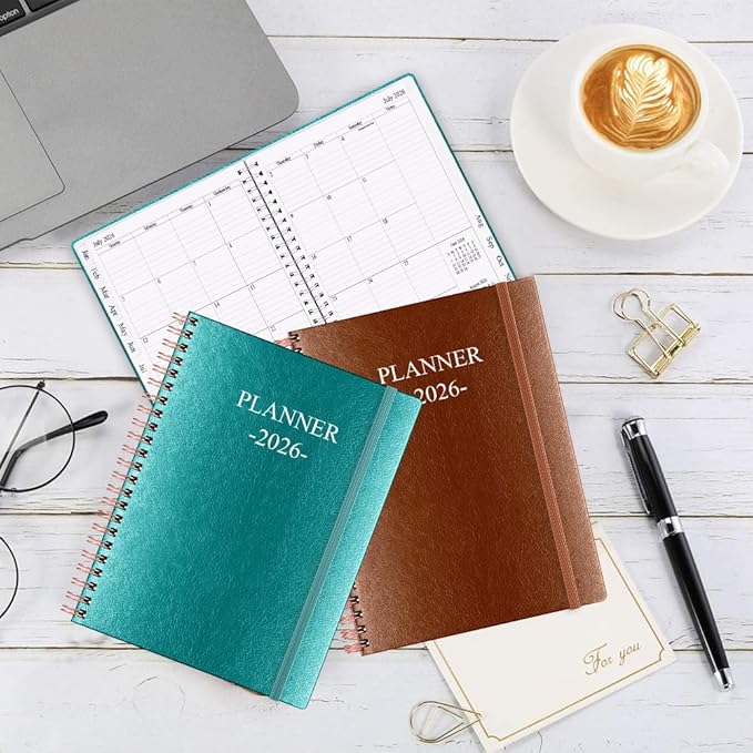 Planner 2026 - Weekly & Monthly Planner Runs from January 2026 to December 2026, 8.5 x 11", 12 Month Tabs, Inner Pocket, PU Leather Cover with Twin-Wire Binding, Monthly Planners 2026, Teal