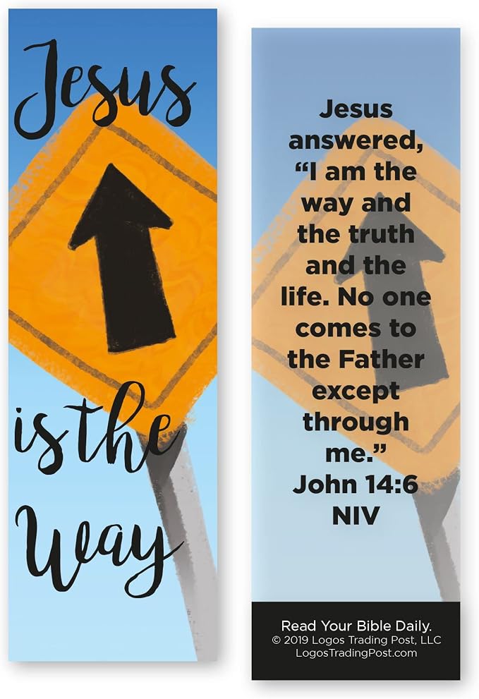 Jesus is the Way, John 14:6, Bulk Pack of 25 Christian Bookmarks, Bible Verse Book Markers, Sunday School Prizes with Memory Verses, Scripture Gifts
