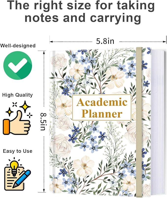 Academic Planner for 2026-2027 or Anytime – 5.8" x 8.5" Undated Weekly Student Planner For Homeschool, High School, College & Nursing Students, 200 Pages, Crushed Flower
