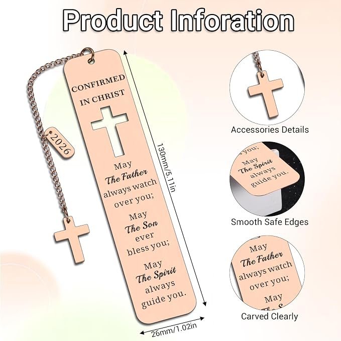 2026 Confirmation Gifts for Teen Girls Boys - Catholic Confirmation Gifts for Teenage Boys Girls Easter Basket Stuffers Christian Bookmark Confirmations Favors for Guests Religious Gift for Women Men