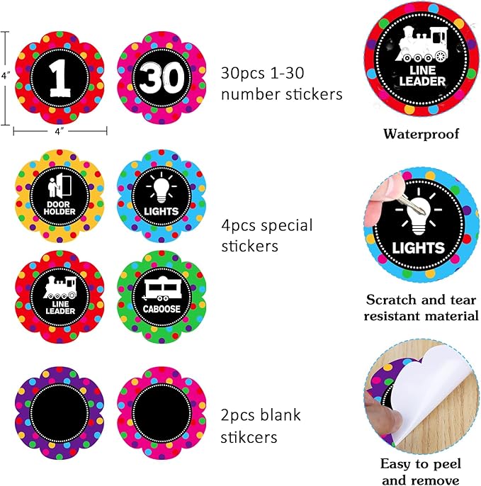 WaaHome Line Up Spots for Classroom Floor - 36pcs Floor Number Stickers Dots Spots Decals for Classroom Lining Up Preschool Kindergarten Elementary Teacher Supplies