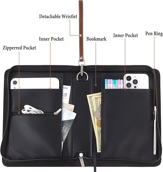 Bible Cover Case for Women and Men, PU Leather Bible Bag Bible Study Supplies Accessories with Detachable Wrist Strap