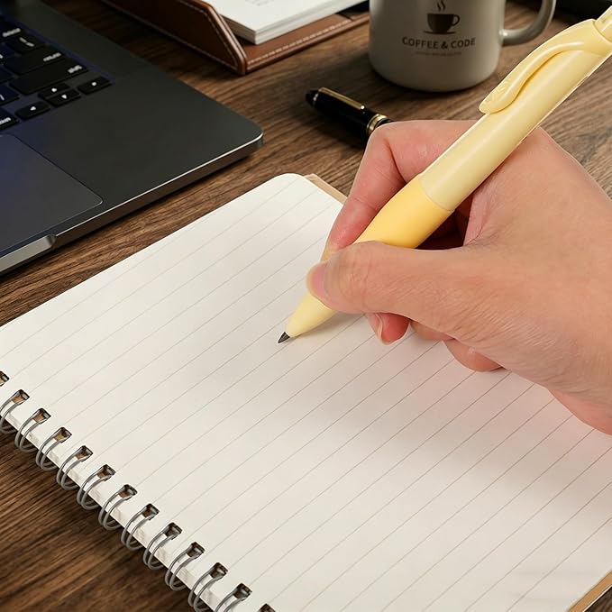 Mechanical Pencils Thick Pencils with Comfort Ergonomic Grip, Aesthetic Supplies Set with 2 Erasers, 4 Leads Refills, 4 Pcs 2.0MM Pencil for Writing Drawing