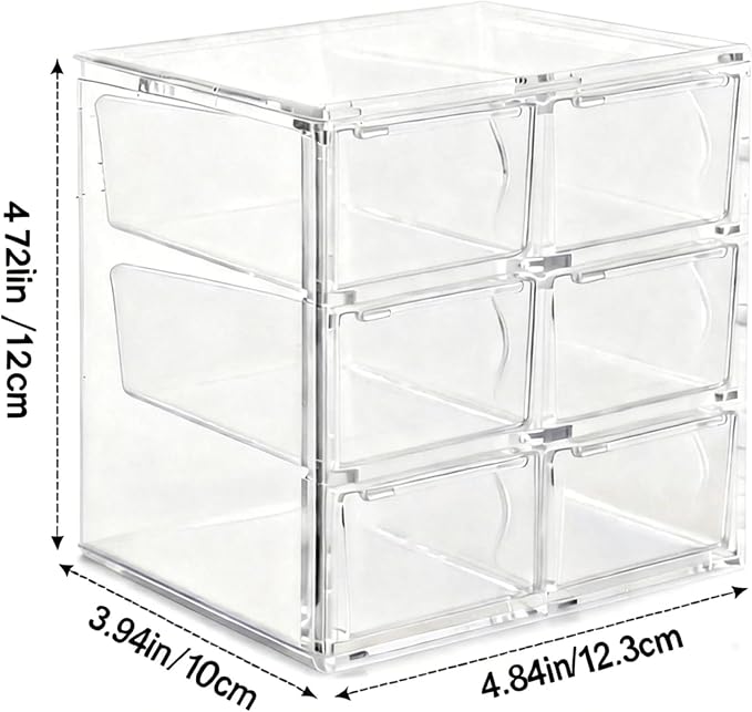 Acrylic Drawer Organizer, Clear Desk Organizer with Drawer, Plastic Stackable Storage Drawers with 6 Drawers, Dustproof Organizers for Jewelry, Craft, Office Supplies