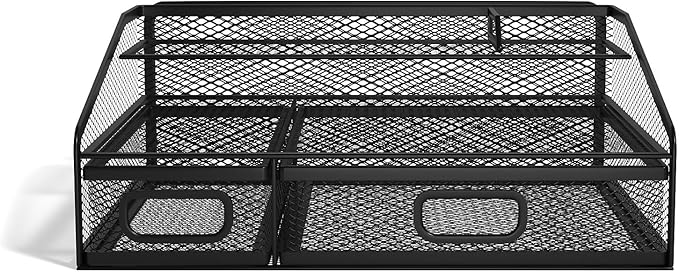 TRU RED Wire Mesh Desktop Organizer, 6‑Compartment Accessory Holder, Matte Black, 2‑Pack – Office Desk Storage