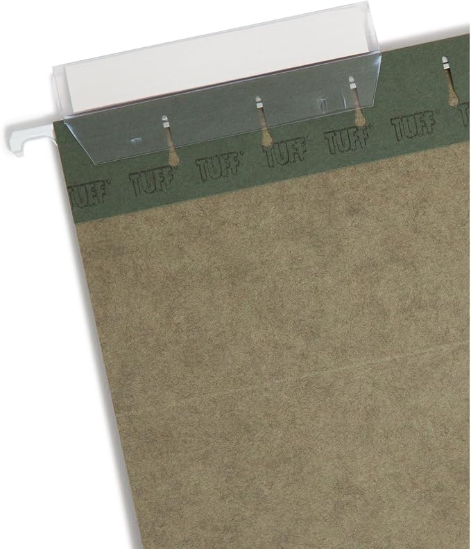 Smead TUFF Hanging File Folder with Easy Slide Tab, 1/3-Cut Sliding Tab, Legal Size, Standard Green, 20 per Box (64136, Rod Color May Vary)