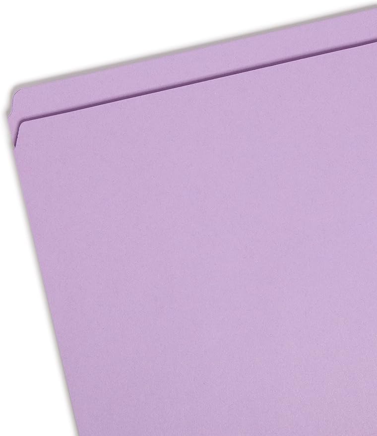 Smead File Folder, Reinforced Straight-Cut Tab, Legal Size, Lavender, 100 per Box (17410)