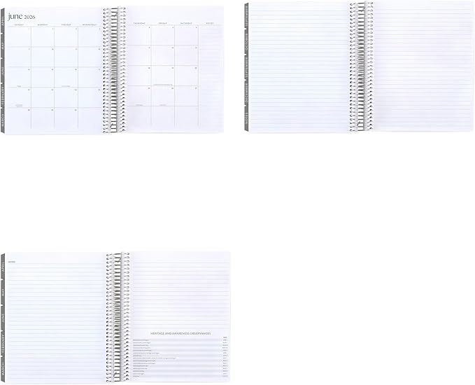 7x9 Coiled Life Planner (January 2026 - December 2026) - Bouquet classic cover, horizontal layout, Minimal theme, platinum coil