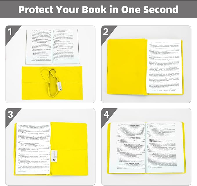 KICNIC Big Yellow Fabric Book Cover for Hardcover, 9x11 Inch, 1 Pack, Up to 10”x12.5”, Adjustable School Book Sleeve Protector for Teens, Stretchable Decorative Cloth Book Sox for Book Lovers