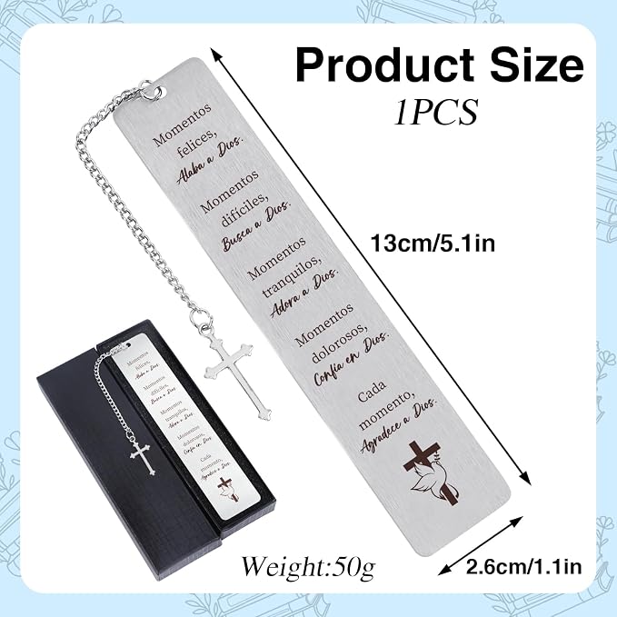 Metal Spanish Christian Bookmark Gifts - Shejdgart Bible Verse Bookmarks Inspirational Prayer Gifts for Hispanic Biblical Religious Gifts for Women Christian Birthday Thanksgiving Christmas Gifts