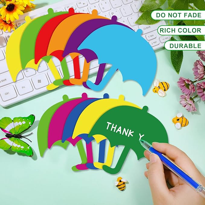 Geyee 108 Pcs Umbrella Cutouts Paper Spring Bulletin Board Decorations Classroom Cut Outs Umbrella Shaped Die Cuts for DIY Projects Craft Office School Party Decor(4 Inch)
