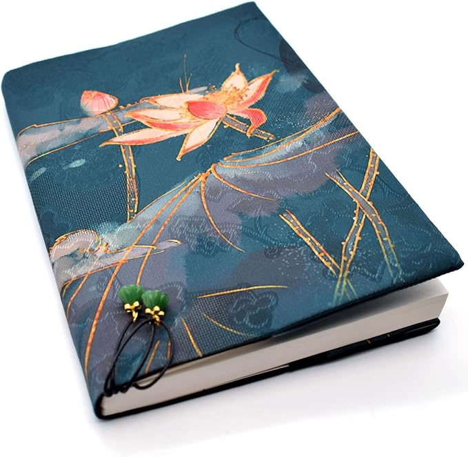 BLBMH B6 Notebook Cover 5x7.2 | Handmade Fixed Non-Stretch Fabric Sleeve with Bookmark | for Small Journal Planner Travelers Notebook | Gift for Women - Lotus