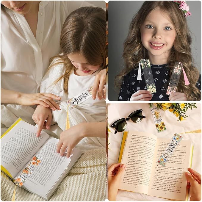 Peacoblue 30pcs UV DTF Bookmarks Transfer Stickers Wraps Bible and Flowers for Women Men Reading, Waterproof Bookmarkers Decal(No Blank Bookmarks) for Acrylic Plastic Metal Blank Bookmark
