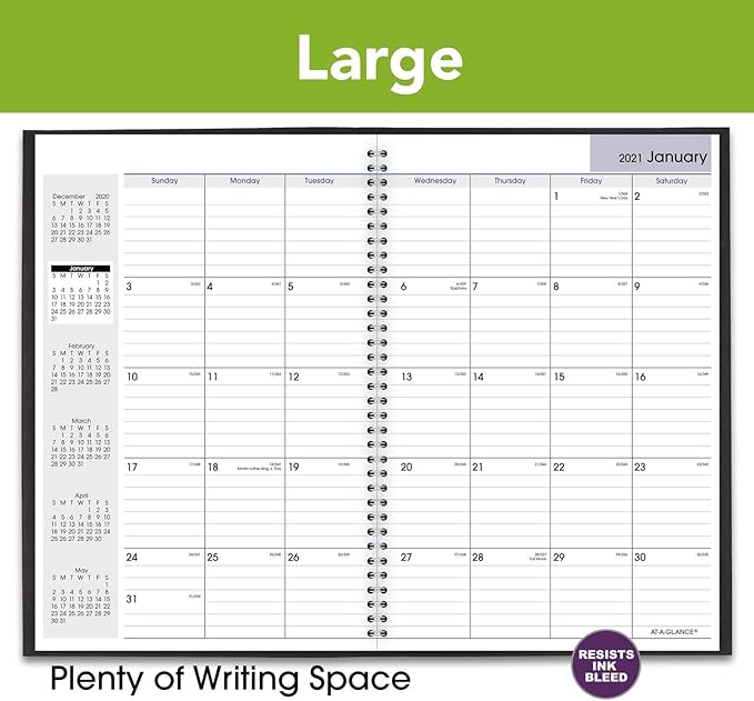 2021 Monthly Planner by AT-A-GLANCE, 8" x 12", Large, DayMinder, Black (SK20021)