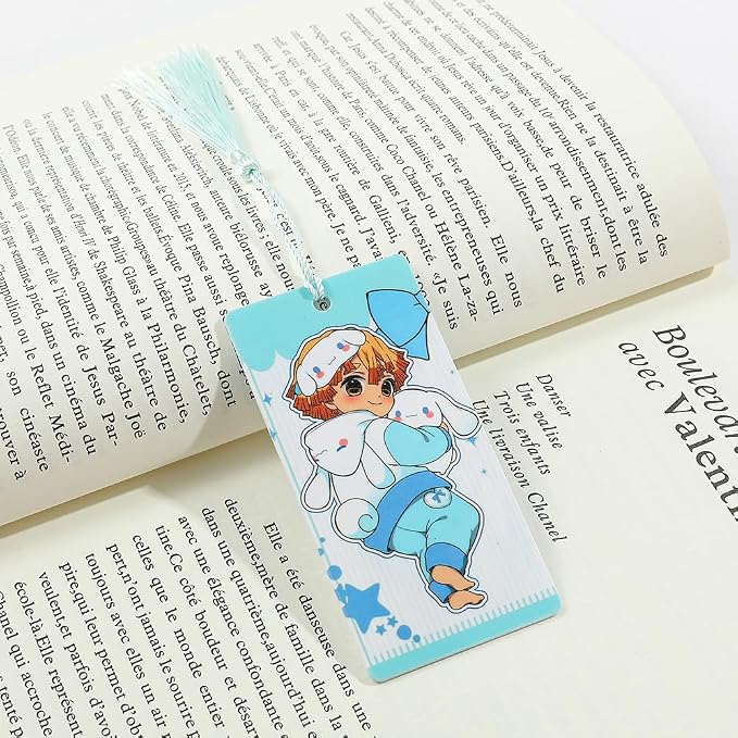 Anime Demon Kamado Acrylic Bookmark - Anime Tanjiron Zenitsu Giyuu Kyoujurou Figure Page Mark Reading Tool, Holiday Gifts for Reading Fans Book Lovers Bookworm (4PCS Set-2)