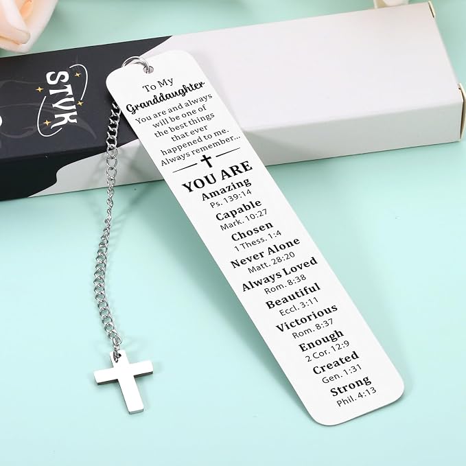 Granddaughter Gifts from Grandma, Birthday Graduation Gifts for Granddaughter Bookmarks, 16th 18th Birthday Gifts for Grand Daughter, Best Christian Baptism Gift for Grand Daughter Teen Girls