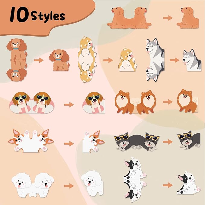 10Pcs Dog Magnetic Bookmarks Cute Bookmark Dogs Book Marks, Party Favors Gifts, Gifts for Book Lovers, Book Marks for Reading Women