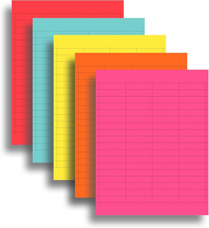 1/5 Cut File Folder Tab Inserts - High Visibility Hanging File Folder Printable Tabs for Inkjet & Laser Printers - 72 per Sheet - 10 Sheets / 720 Inserts (Multicolor)