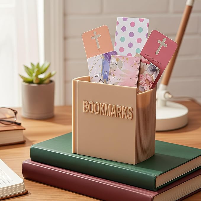 Honeydak 3D Printed Book Shaped Bookmark Holder Book Lover Gift Bookish Accessory Office Desk Supplies Funny Bookmark Accessories End of Year Gift for Teacher (Terracotta)