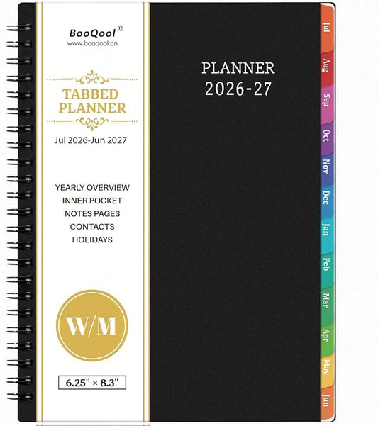 Planner 2026-2027 - July 2026 - June 2027, 2026-2027 Planner Weekly and Monthly, Academic Planner, Calendar Planner with Colorful Tabs, 6.25" × 8.3", Strong Twin-Wire Binding, Back Pocket, Holidays